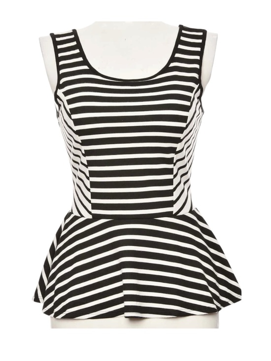 Forever 21 Tops - Forever 21 Black and White Striped Peplum Tank Top